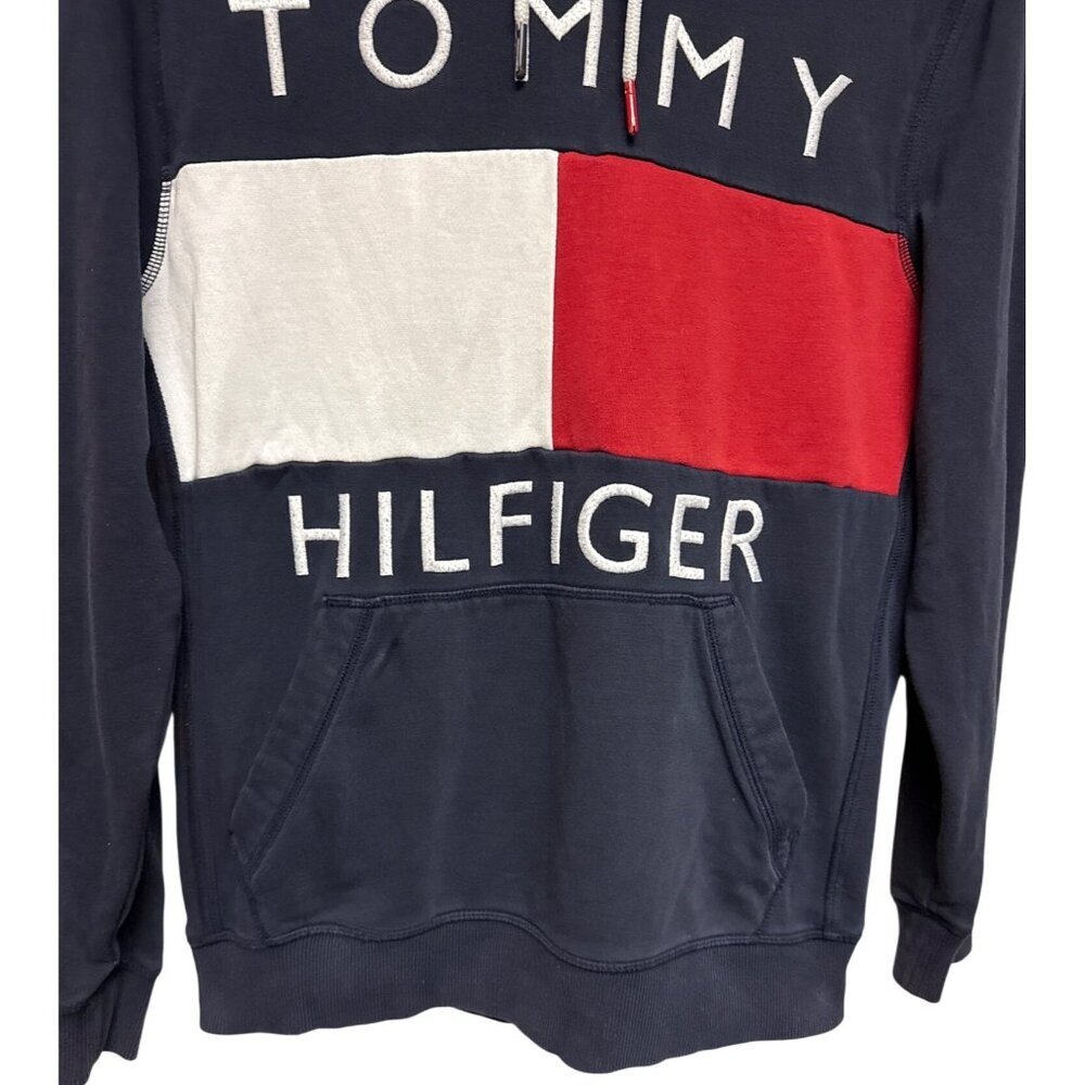 Tommy Hilfiger Quinn Men's Hoodie Sweatshirt Flag Blue Magnetic Close Medium - Picture 4 of 11